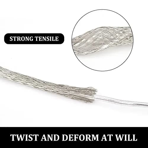 BENECREAT Braided Tinned Copper Wire 3mm Wide, 0.8mm Thick, 26Ft (8m) | Flat Flexible Grounding Lead Wire for Noise Reduction thumbnail 5