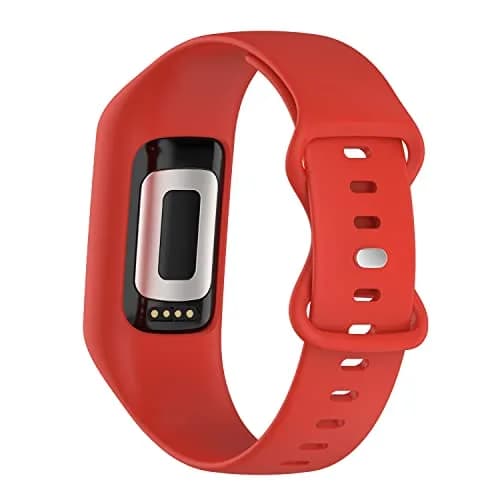 Gheper Soft Silicone Watchband Compatible with Fitbit Charge 6/5/4/3/3SE, Red, 16mm (0.63 inches) | Breathable & Durable Replacement Strap thumbnail 4