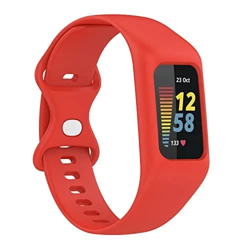 Gheper Soft Silicone Watchband Compatible with Fitbit Charge 6/5/4/3/3SE, Red, 16mm (0.63 inches) | Breathable & Durable Replacement Strap thumbnail 3