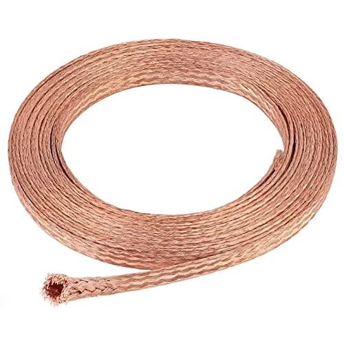 BENECREAT Flat Braided Pure Copper Wire 4m (13Ft) | 9mm Wide, 1mm Thick, 4mm² Cross-Section for Grounding & Noise Reduction thumbnail 1