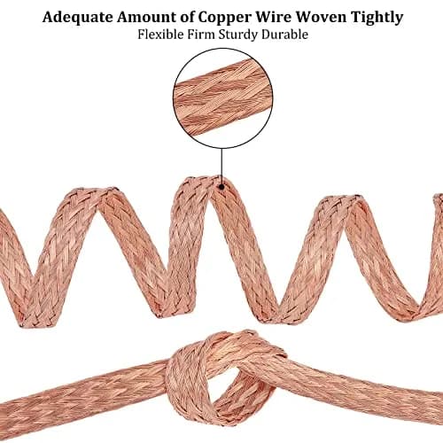 BENECREAT Flat Braided Pure Copper Wire 4m (13Ft) | 9mm Wide, 1mm Thick, 4mm² Cross-Section for Grounding & Noise Reduction thumbnail 4