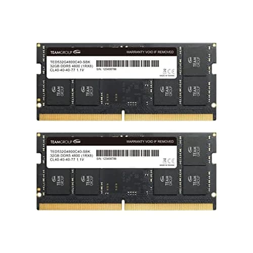 TEAMGROUP Elite DDR5 64GB (2x32GB) 4800MHz SO-DIMM Laptop Memory Module Ram | 1.1V Non-ECC Unbuffered 262 Pin thumbnail 1