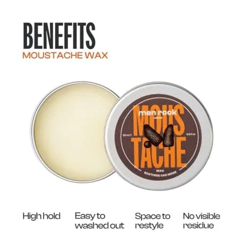 Men Rock Soothing Moustache Wax 25ml | Moisturizes & Styles with Argan Oil thumbnail 2