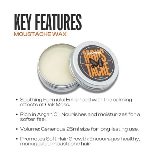 Men Rock Soothing Moustache Wax 25ml | Moisturizes & Styles with Argan Oil thumbnail 3