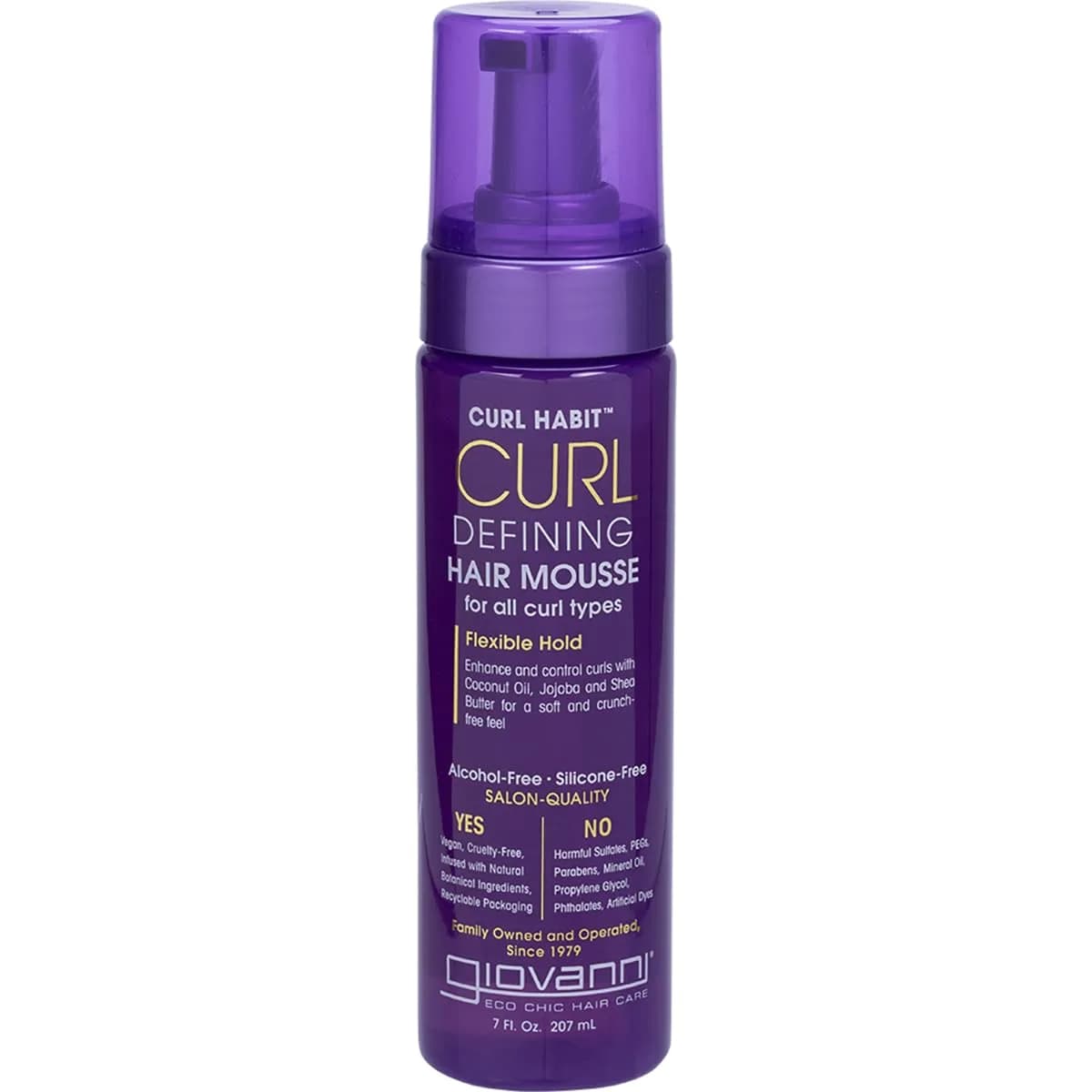 GIOVANNI Air-Turbo Charged Styling Foam Mousse, 207ml (7 fl oz) | Volumizing for Curly & Wavy Hair — 6.99 Fl Oz / Curl Habit