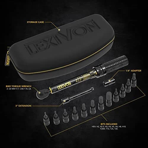 LEXIVON 1/4-Inch Drive Click Torque Wrench 15-Piece Kit | 2-26 Nm (17.7-230.1 in-lb) Dual-Direction, 72-Tooth Gear thumbnail 3