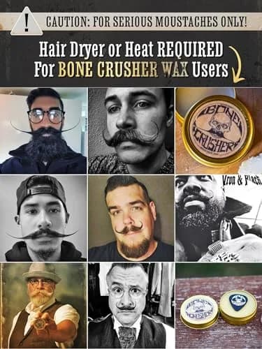 THE VINTAGE GROOMING CO. Bone Crusher Mustache Wax 28.35 g (1 oz) | Extra Strong Hold for All Mustache Styles thumbnail 7