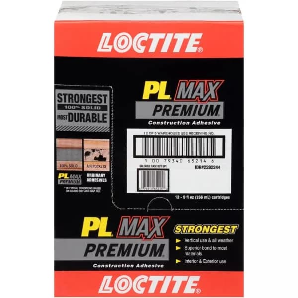 Loctite PL Premium Max Construction Adhesive 12 Pack | Heavy-Duty Waterproof Bond for Interior & Exterior thumbnail 5