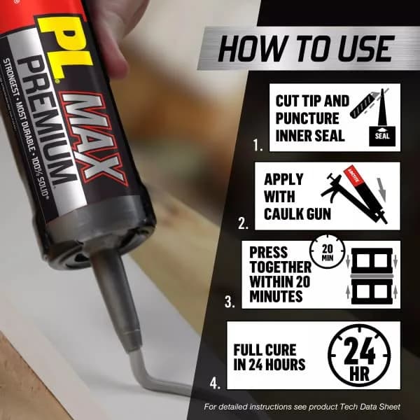 Loctite PL Premium Max Construction Adhesive 12 Pack | Heavy-Duty Waterproof Bond for Interior & Exterior thumbnail 7
