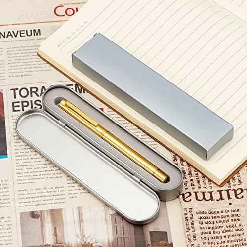 Asvine Solid Brass Fountain Pen Medium Nib 13.8cm (5.43 in) | Smooth Writing Classic Design with Converter and Metal Pen Case thumbnail 5