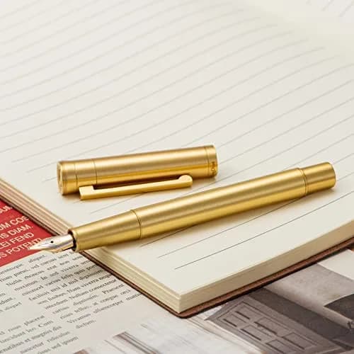 Asvine Solid Brass Fountain Pen Medium Nib 13.8cm (5.43 in) | Smooth Writing Classic Design with Converter and Metal Pen Case thumbnail 8