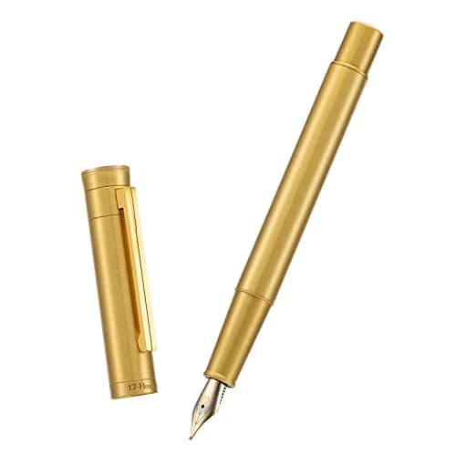 Asvine Solid Brass Fountain Pen Medium Nib 13.8cm (5.43 in) | Smooth Writing Classic Design with Converter and Metal Pen Case thumbnail 3