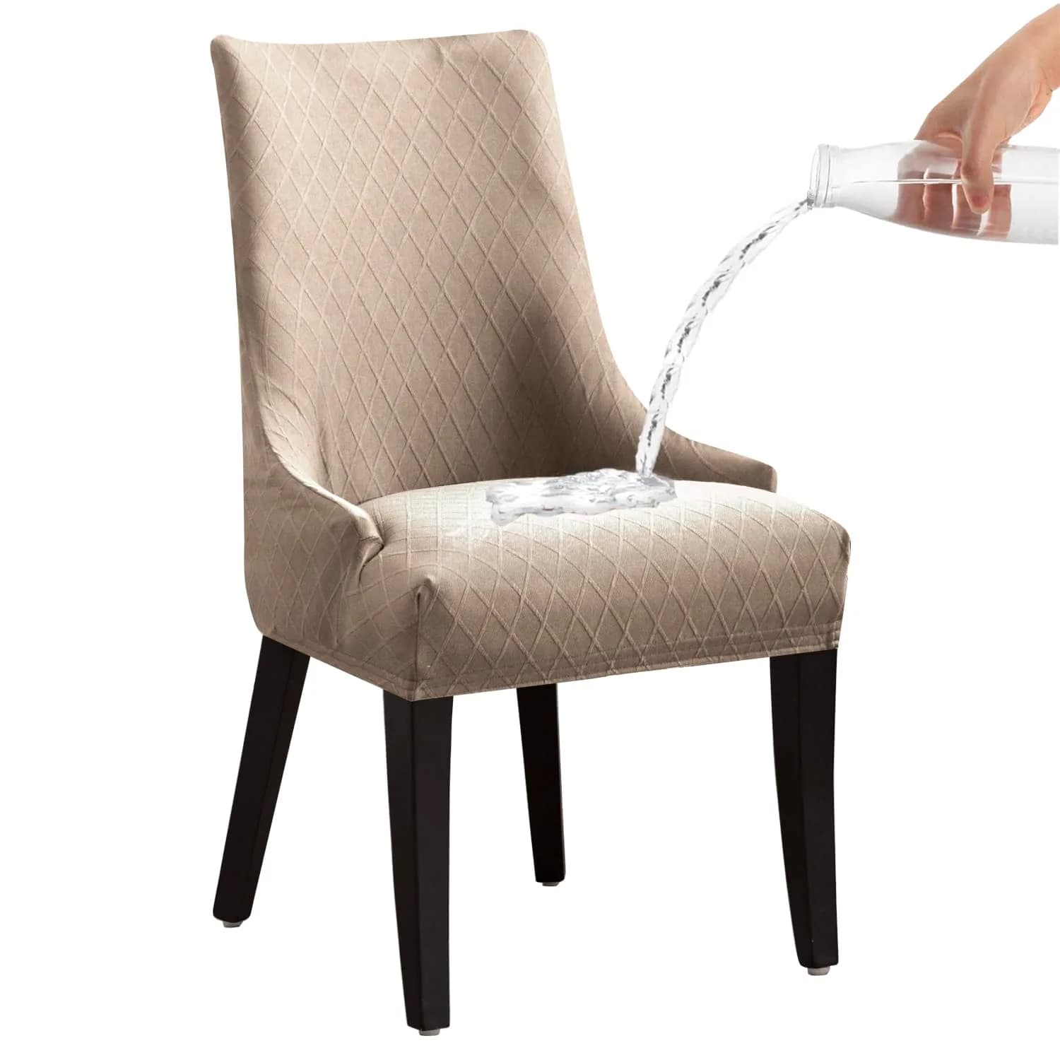 LANSHENG Reusable Wingback Chair Cover Khaki | Washable & Elastic Fit - main product image