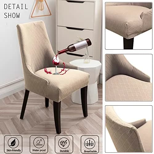 LANSHENG Reusable Wingback Chair Cover Khaki | Washable & Elastic Fit thumbnail 6