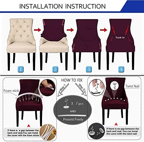LANSHENG Stretch Rhombic Geometric Wingback Chair Cover Taupe 46-56cm (18-22") Length | Protects Chairs from Stains & Wear thumbnail 4
