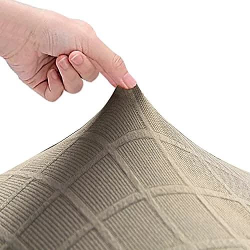 LANSHENG Stretch Rhombic Geometric Wingback Chair Cover Taupe 46-56cm (18-22") Length | Protects Chairs from Stains & Wear thumbnail 5