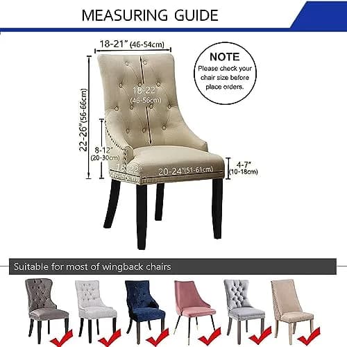 LANSHENG Reusable Beige Rhombic Geometric Wingback Chair Cover | Washable & Elastic Fit thumbnail 3