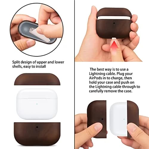 Maogoam Genuine Crazy Horse Leather Case Cover for Apple AirPods Pro 2/1 | Vintage Patina, Precise Fit, Wireless Compatible thumbnail 4