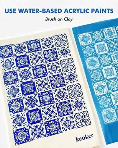 Keoker 3PCS Tile Silk Screen Stencils for Polymer Clay | Tile Pattern Polymer Clay Stencil (70-120 chars) thumbnail 3