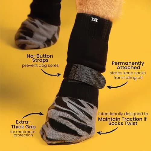 DOK TigerToes Premium Non-Slip Dog Socks Small | 4-Pack Grip for Hardwood Floors thumbnail 3