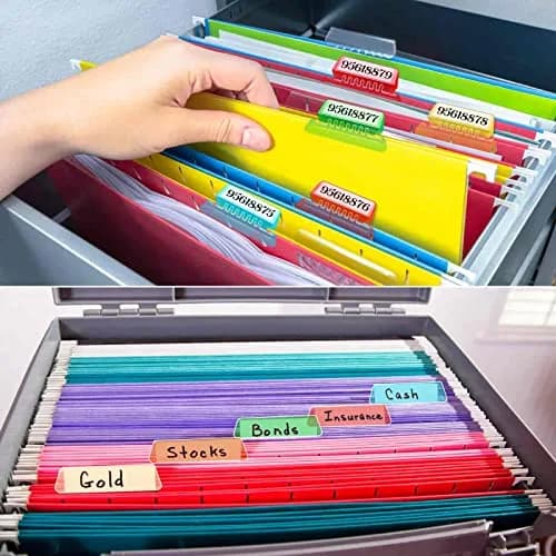 PAXCOO Hanging File Folder Tabs 50 Sets Multicolor | 2-inch Wide Plastic & Paper thumbnail 7