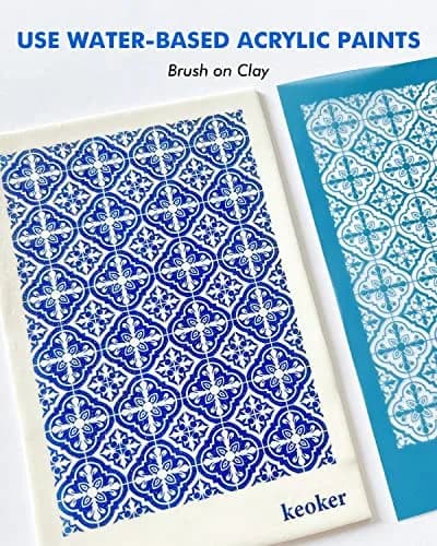 Keoker Silk Screen Stencils for Polymer Clay 3PCS Tile Pattern | Reusable Water-Based Acrylic thumbnail 5