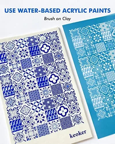 Keoker Silk Screen Stencils for Polymer Clay 3PCS Tile Pattern | Reusable Water-Based Acrylic thumbnail 3
