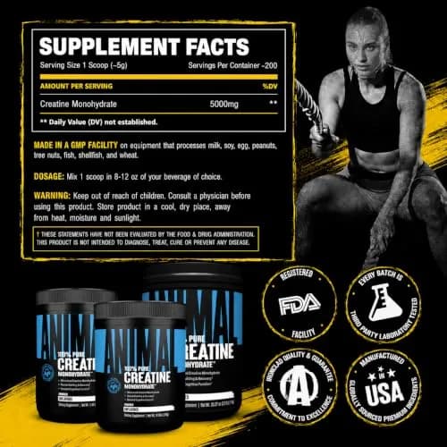Animal Creatine Monohydrate Powder 1000g | Unflavored, Max Performance & Recovery thumbnail 8