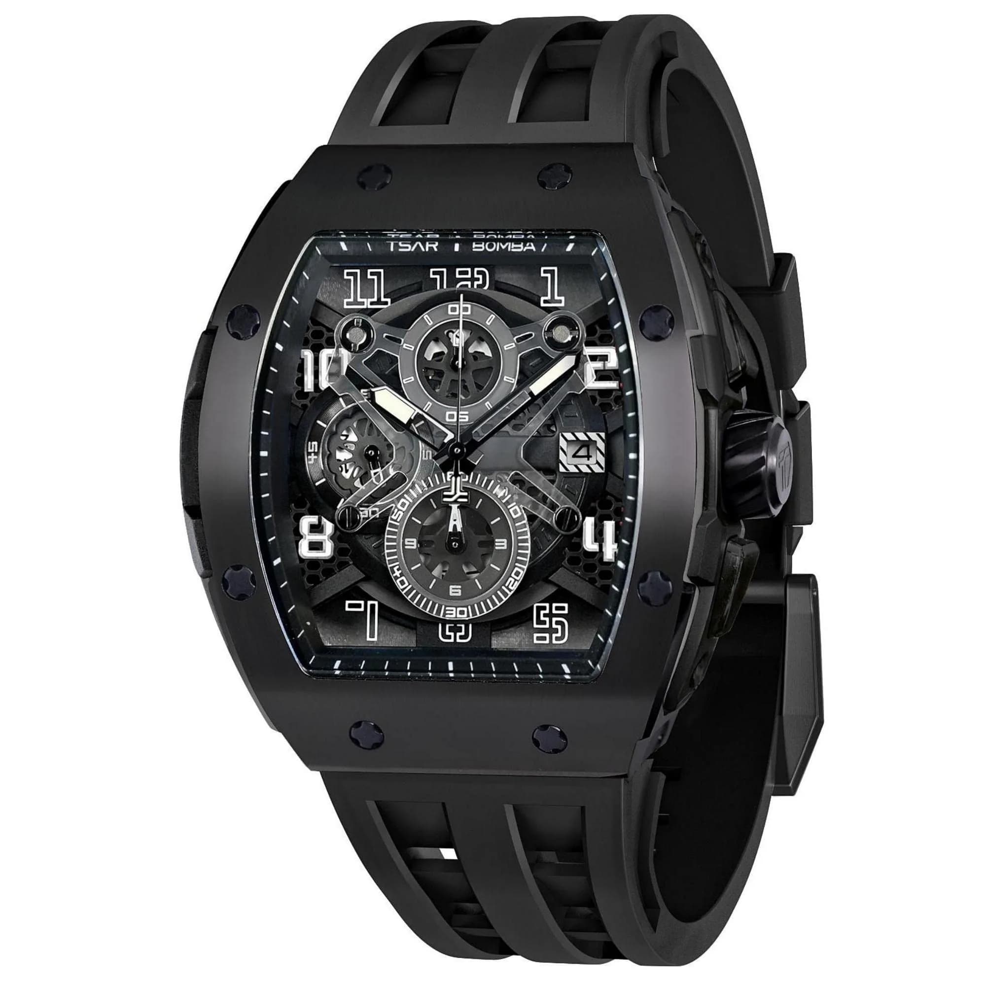 TSAR BOMBA Men's Quartz Wristwatch Waterproof 50M | Luxury Tonneau Chronograph for Men - main product image