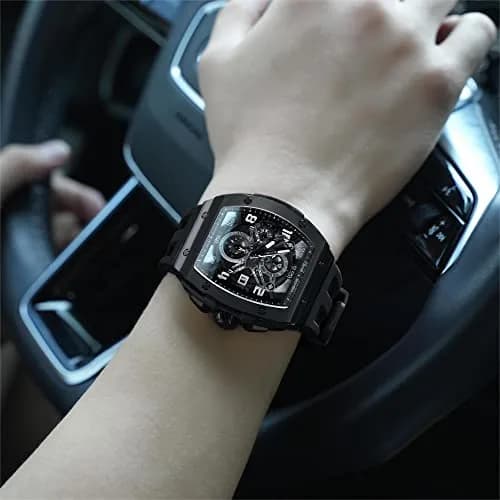 TSAR BOMBA Men's Quartz Wristwatch Waterproof 50M | Luxury Tonneau Chronograph for Men thumbnail 2