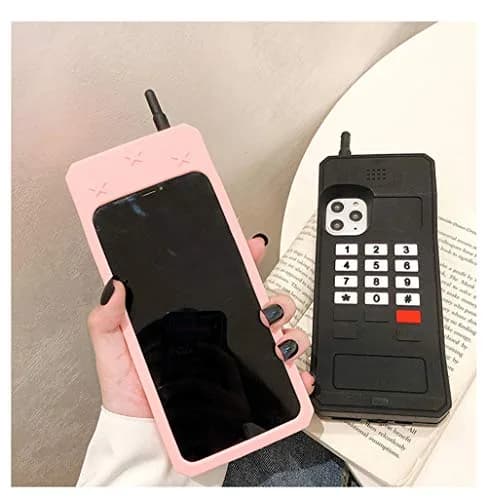 UnnFiko Retro Cellphone Pink Silicone Case for iPhone 14 Pro (6.1-inch) | Fun Stand Feature thumbnail 3