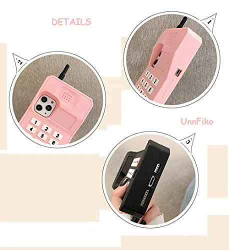 UnnFiko Retro Cellphone Silicone Case for iPhone 14 (6.1-inch) | Fun Stand Case with 360° Protection thumbnail 4