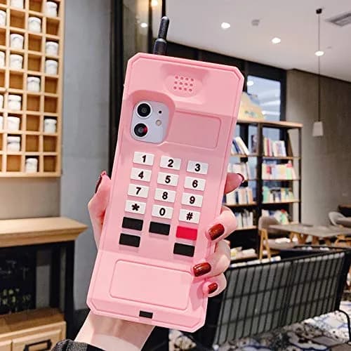 UnnFiko Retro Cellphone Silicone Case for iPhone 14 (6.1-inch) | Fun Stand Case with 360° Protection thumbnail 2