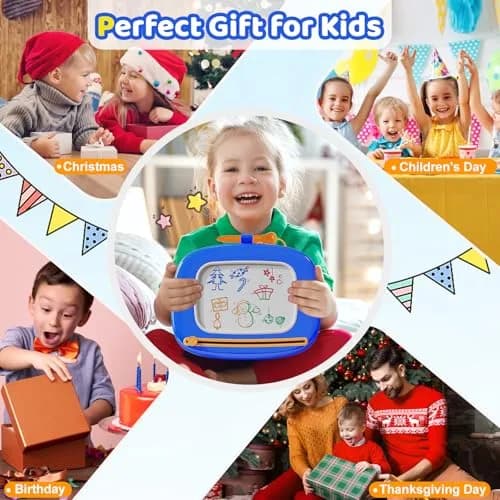 Kikidex Magnetic Drawing Board Toddler Toy | 32.4cm x 33.9cm x 3.9cm (12.7in x 13.3in x 1.5in) thumbnail 4