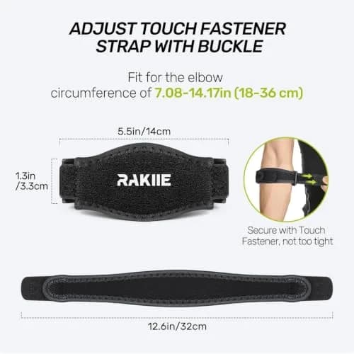Rakiie 2 Pack Tennis Elbow Brace with Adjustable Strap | Support for Tennis & Golf (enables full range) thumbnail 5