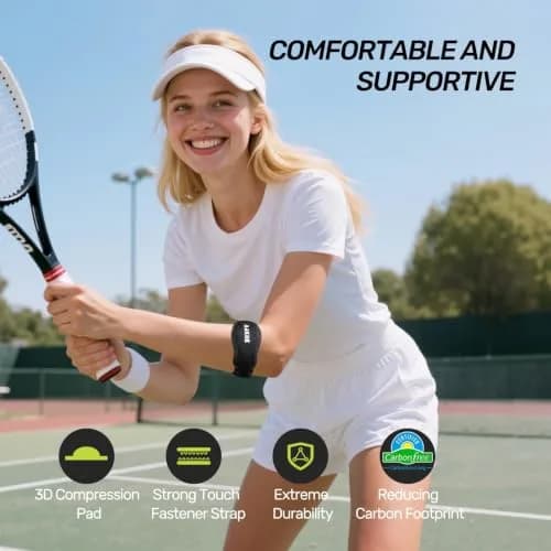 Rakiie 2 Pack Tennis Elbow Brace with Adjustable Strap | Support for Tennis & Golf (enables full range) thumbnail 2