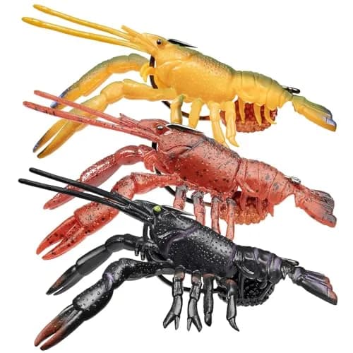 TRUSCEND Pre-Rigged Fishing Jigs 6.3cm (2.5in) Set of 3 | Lifelike Soft Crayfish Swimbait for Trout, Crappie, Walleye thumbnail 1