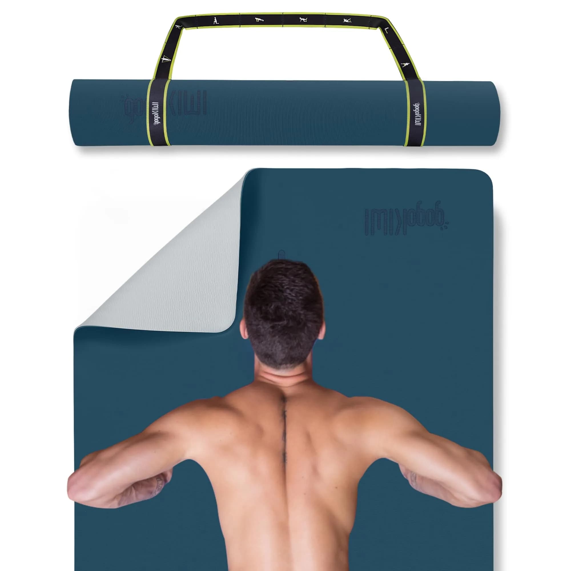 Gogokiwi Extra Wide Yoga Mat 72"L x 36"W x 1/4" (6mm) Thick | Non-Slip Fitness & Exercise Mat with Alignment Marks — Quarter Inch Thick