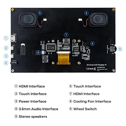Hosyond 10.1" IPS LCD Capacitive Touch Screen Monitor 1024x600 | Dual Speakers & HDMI Input thumbnail 8