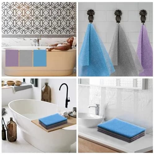 UJFQBH African Net Bath Sponge 3-Pack | Long Net Exfoliating Shower Scrubber for Smooth Skin thumbnail 5