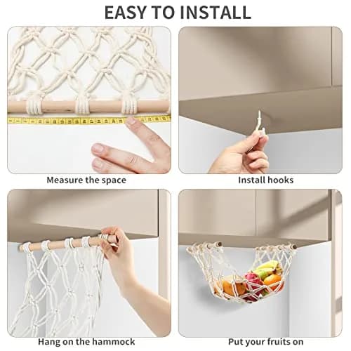 Motarna Hanging Fruit Hammock 22'' L | Handwoven Cotton Basket for Kitchen & Camping thumbnail 6
