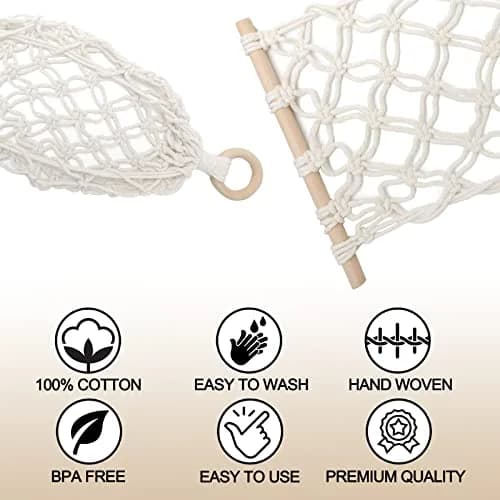 Motarna Hanging Fruit Hammock 22'' L | Handwoven Cotton Basket for Kitchen & Camping thumbnail 3
