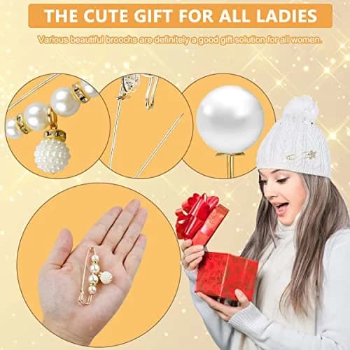 SANNIDHI Red Pearl Brooch Safety Pins for Women & Girls | 17-Piece Set thumbnail 5
