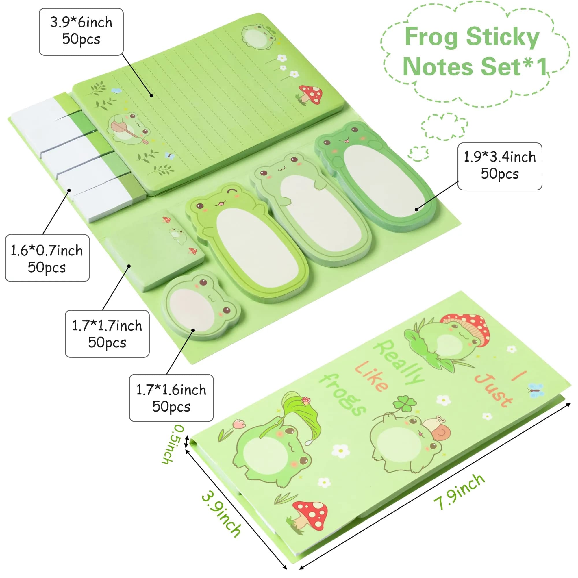 Xqumoi The Sky is The Limit Sticky Notes Set, 550 Sheets, Outer Space Galaxy Pattern, Small — Frog