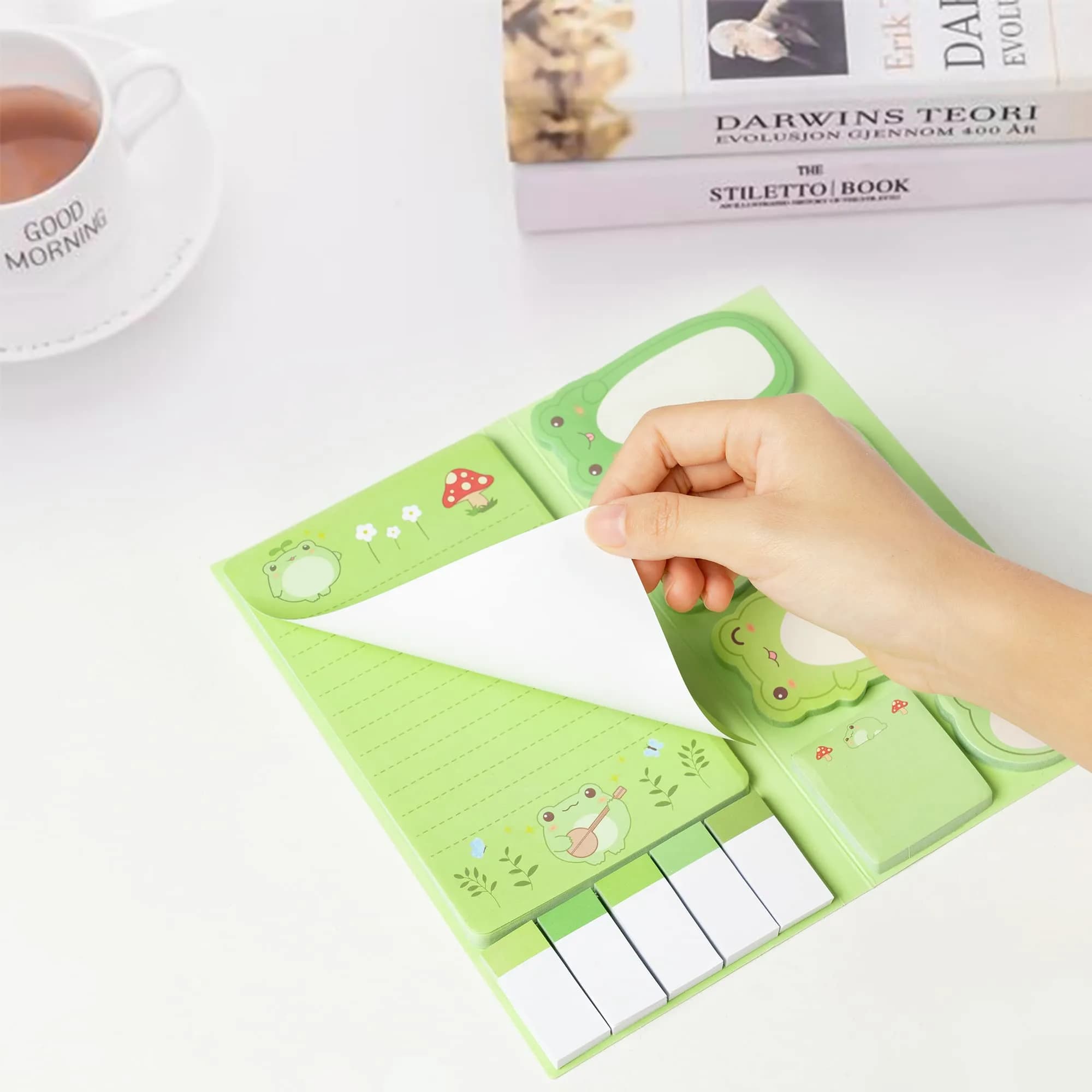 Xqumoi Frog Sticky Notes Set 946ml (32oz) | Cute Cartoon Memo Pads for Daily Reminders thumbnail 2
