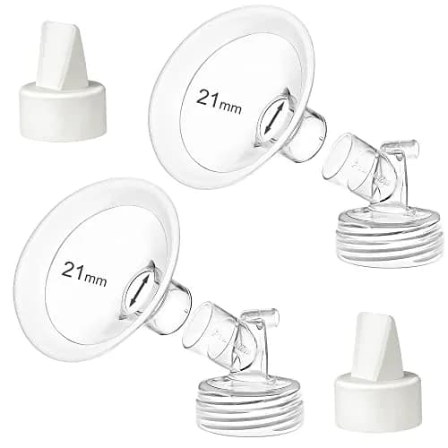 PumpMom-us 21mm Oval Flange & Valve Set for Spectra S2/S1/9+ Breast Pumps | BPA-Free Polypropylene & Silicone thumbnail 1
