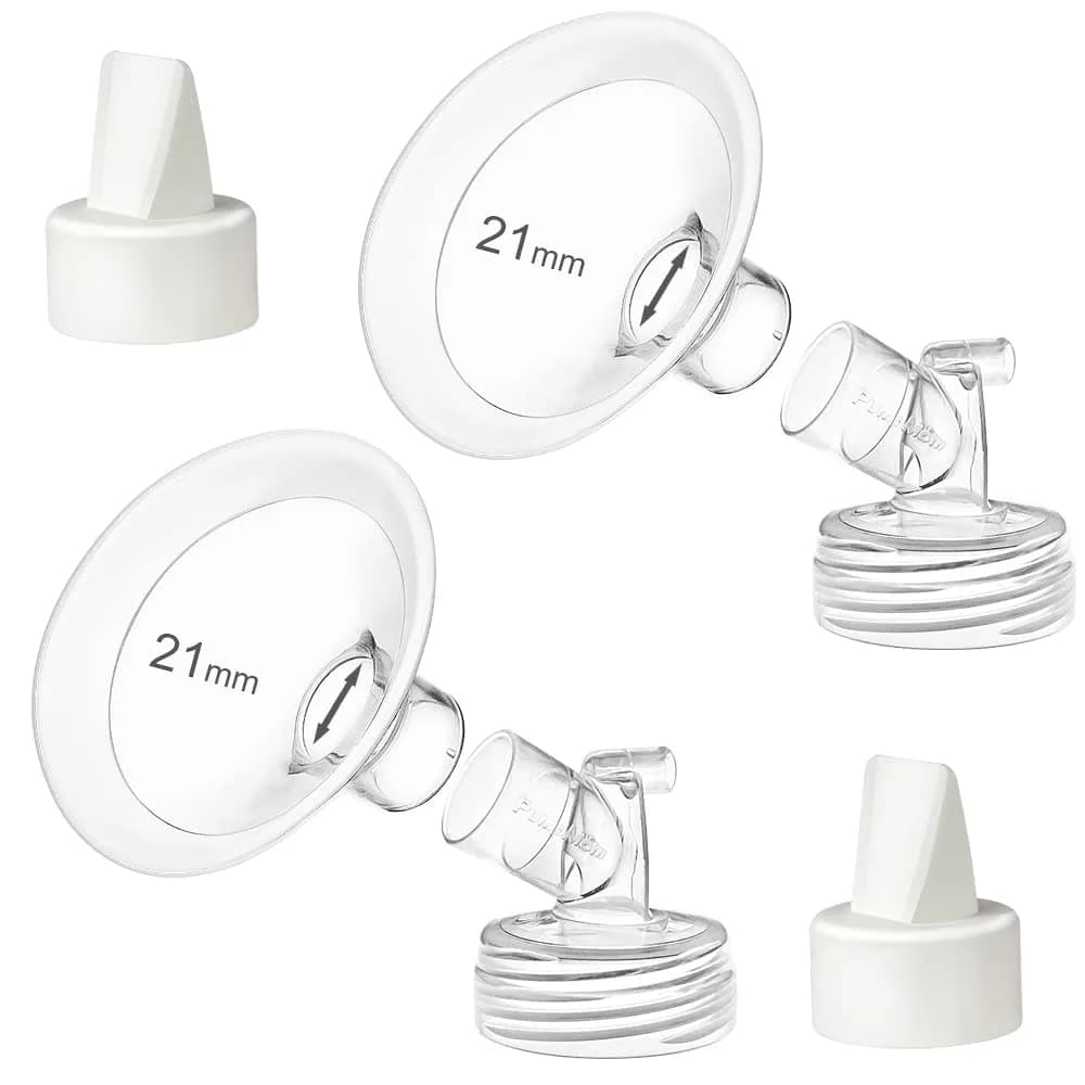 PumpMom-us 21mm Oval Flange & Valve Set for Spectra S2/S1/9+ Breast Pumps | BPA-Free Polypropylene & Silicone