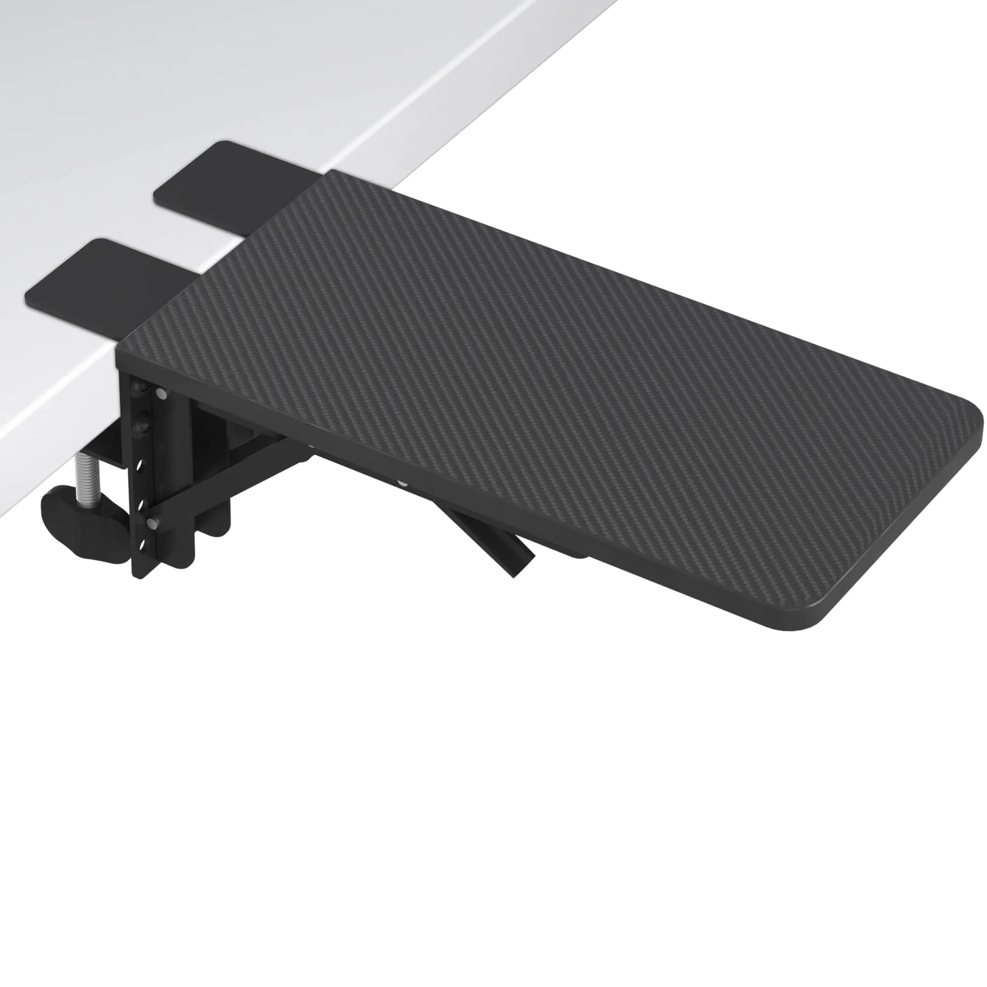 BONTEC Ergonomic Desk Extender Tray 9.5"x9.1" (24cmx23cm) Black | Clamp-on Keyboard and Mouse Shelf for Enhanced Workspace — 30cm x 15cm