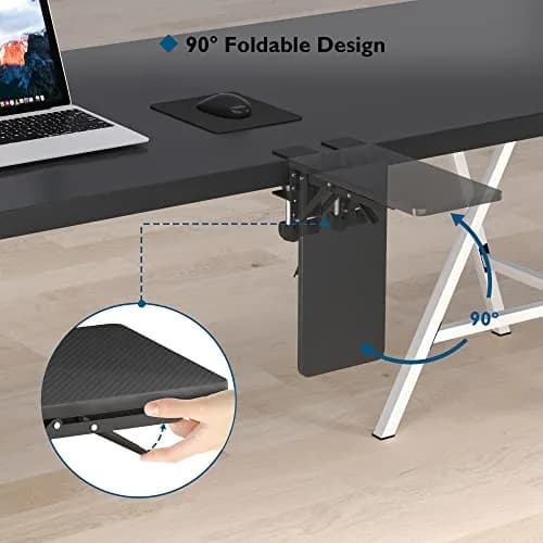 BONTEC Desk Extender Tray 30cm x 15cm (11.8"x5.9") | Clamp-On Ergonomic Arm Rest for Home & Office Use thumbnail 3
