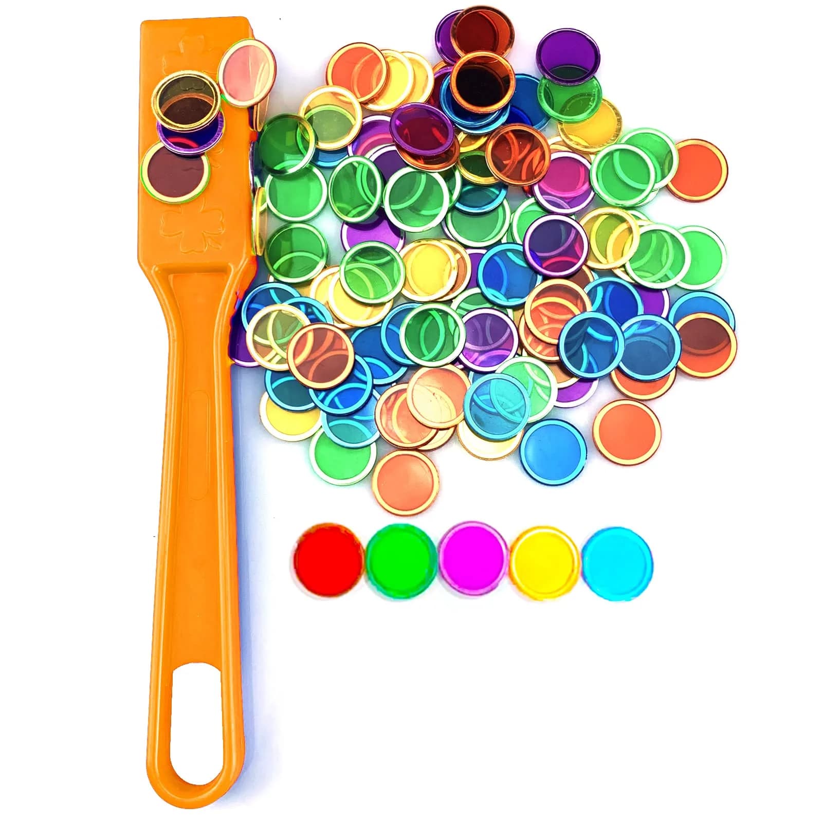 Dacefloy Magnetic Wands and Bingo Chips Set Magnet Wand 100 Multicolour Metal Ringed Discs Kids Science STEM Kit Learning Accessories Family Game Night Tokens